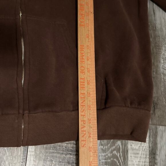 Named Collective Full Zip Hoodie Large Unisex Chocolate Brown Embroidered Grunge - Picture 8 of 9